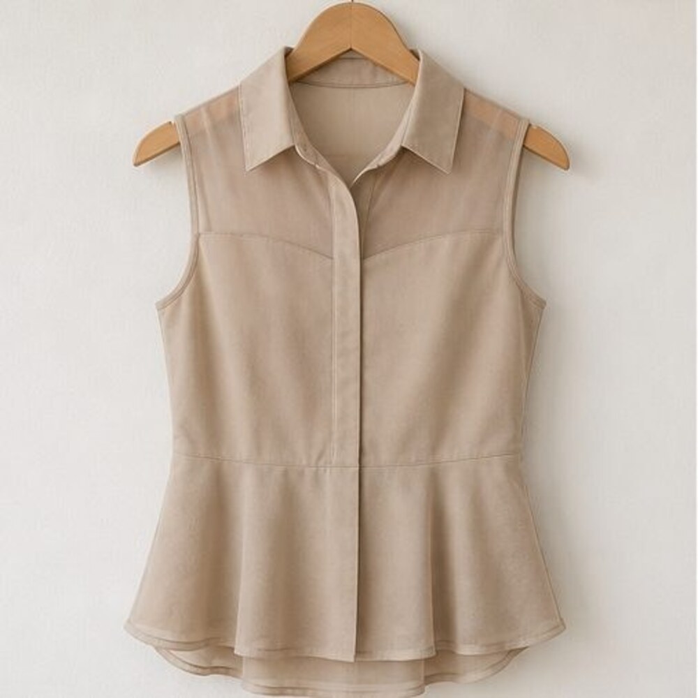 Sand V Neck Top